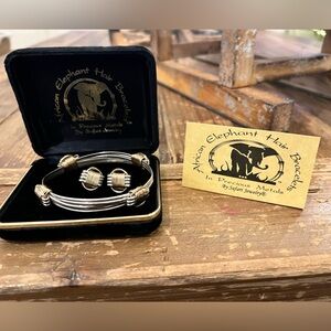African elephant hair bracelet and earring set.